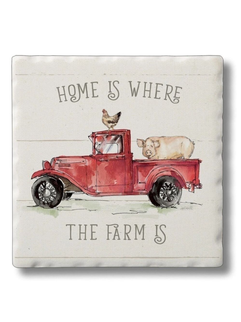 Country Style STONE COASTERS (SET OF 4) - COUNTRY LIFE. Great gift idea. New!